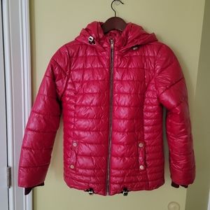 Girl's Winter padded jacket full zip pockets hood faux fur lining